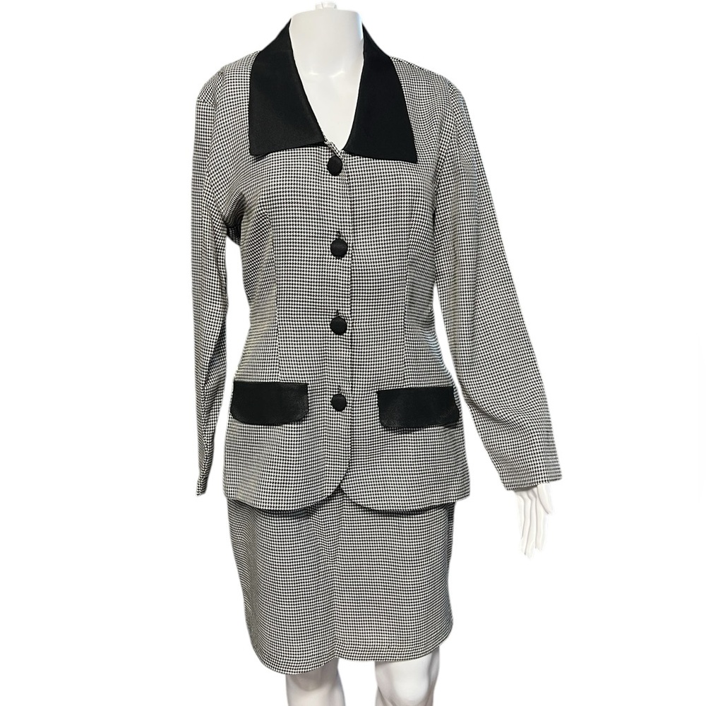 Blondie and Me - Women’s Y2K 2pc. Houndstooth Blazer & Skirt Set. Sz. 7/8 - Picture 1 of 8